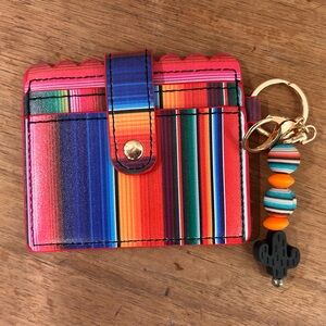 Colorful Striped Card Holder with Keychain